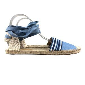 J.Crew Women's Size 8 Blue Closed Toe Ankle Wrap Tie Flat Espadrille Sandals